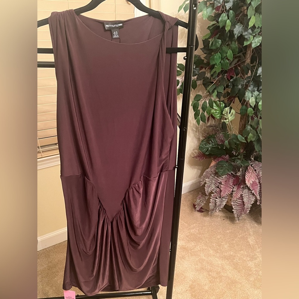 PrettyLittleThing Sleeveless Draped Maxi Dress -Brown